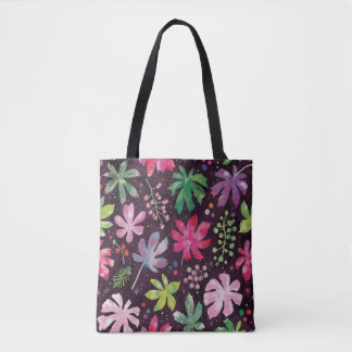 Donkere Bloempatroon Kunst Tote Tas