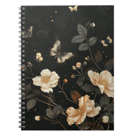 Donkere Bloemrijke & Vlinders Vintage Dagboek Notitieboek
