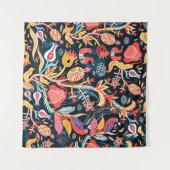 Donkere bloemvogels: sierpatroon. wandkleed (Voorkant (horizontaal))