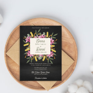 Donkere Blush Roze Lelie Botanische Trouwdag Uitnodiging Briefkaart