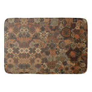Donkere Boho Terracotta Salie Botanisch Patroon Badmat