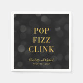 Donkere Bokeh Nep Goud Pop Fizz Klink Servet (Voorkant)