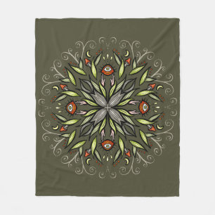 Donkere bosgroene Goblincore paddestoelogen Trippy Fleece Deken