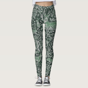 Donkere bossen Groene dieren Fox Rabbit Owl Fantas Leggings
