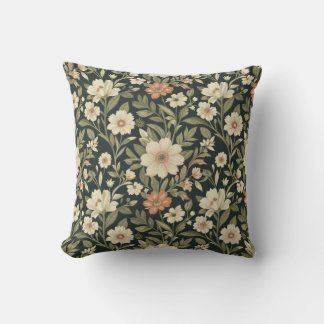 Donkere botanische bloempatroon met vintage bloeme kussen