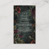 Donkere botanische bruiloft esthetiek informatiekaartje (Voorkant)
