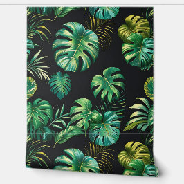 Donkere Botanische Monstera Palm Peel en Stick Behang