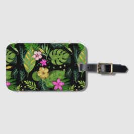 Donkere botanische tuin - bloemmotief bagagelabel