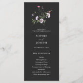 Donkere Botanische Wildbloemen | Elegante bruiloft Programma (Voorkant)