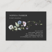 Donkere Botanische Wildbloemen | Girly en Elegant Visitekaartje (Achterkant)
