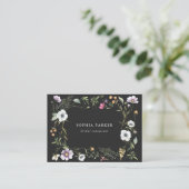 Donkere Botanische Wildbloemen | Girly en Elegant Visitekaartje (Staand voorkant)
