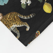 Donkere Botanische Wilde Dieren in Bos Fleece Deken (Hoek)