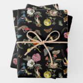 Donkere Botanische Wilde Dieren in Bos Inpakpapier Vel (In situ)