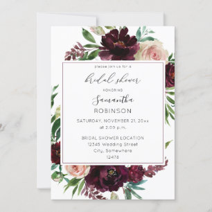 Donkere Bourgogne & Blush Pink Floral Vrijgezellen Kaart