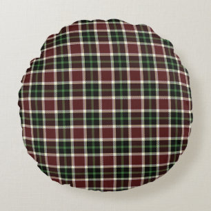 Donkere Bourgogne Green White Tartan Patroon Rond Kussen