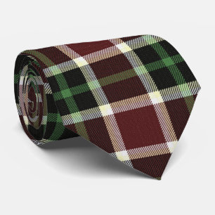 Donkere Bourgogne Green White Tartan Patroon Stropdas