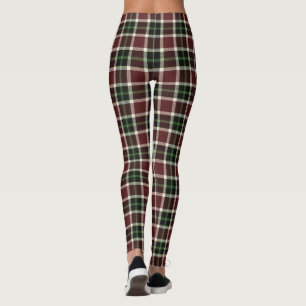 Donkere Bourgogne Green White Tartan Pset Leggings