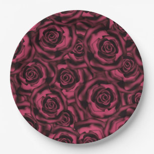 Donkere Bourgogne rozen. Papieren Bordje