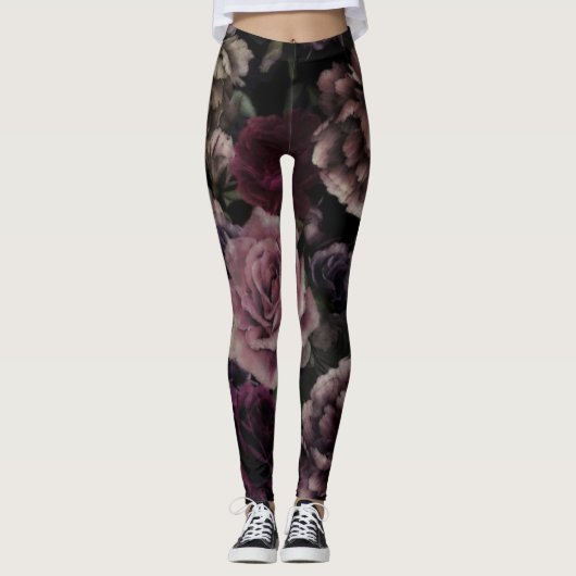 Donkere Bourgogne tuin Leggings (Voorkant)