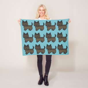 Donkere Brindle Cairn Terrier Cartoon Hond Fleece Deken