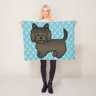 Donkere Brindle Cairn Terrier Cartoon Hond Fleece Deken