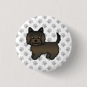 Donkere Brindle Cairn Terrier Honden Illustratie P Ronde Button 3,2 Cm