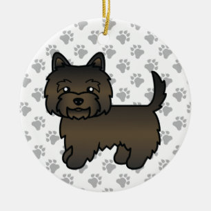 Donkere Brindle Cairn Terrier Hondenillustratie & Keramisch Ornament