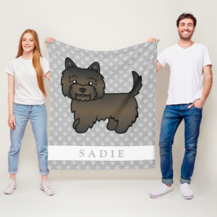 Donkere Brindle Cairn Terrier Mooie Hond & Aangepa Fleece Deken