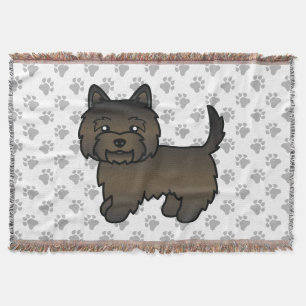 Donkere Brindle Cairn Terrier Schattige Cartoon Ho Deken