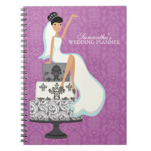 Donkere bruid op de bruiloft Cake {orchid} Notitieboek