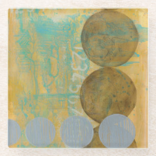 Donkere bruine en grijze cirkels met cijfers glazen onderzetter