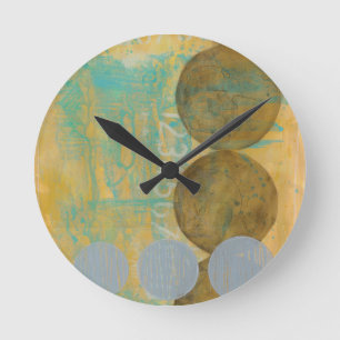 Donkere bruine en grijze cirkels met cijfers ronde klok