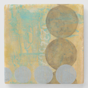 Donkere bruine en grijze cirkels met cijfers stenen onderzetter