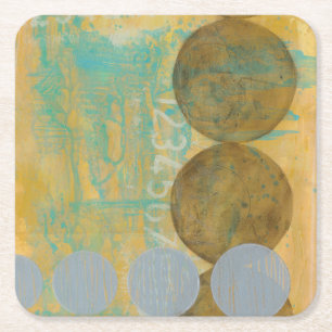 Donkere bruine en grijze cirkels met cijfers vierkante kartonnen onderzetter