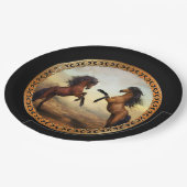 Donkere bruine en lichte bruine ontwerppaarden papieren bordje (Gekanteld)