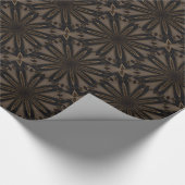 Donkere bruine roustische kaleidoscopische bloemku cadeaupapier (Hoek)