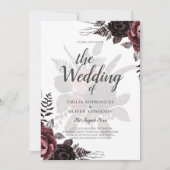 Donkere Burgundy Zwarte Rozen Bruiloft Herfst Wint Kaart (Voorkant)