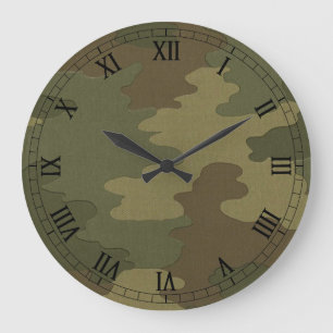 Donkere Camouflage Ronde Roman Nummerklok Grote Klok