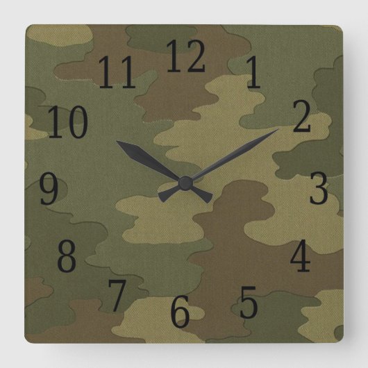 Donkere Camouflage Square Clock Vierkante Klok (Voorkant)