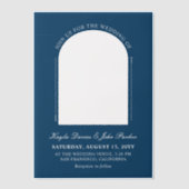 Donkere Cerulean Arch Peekaboo informele bruiloft Vellum Uitnodigingen (Voorkant)