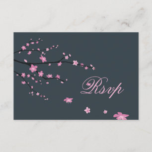 Donkere Cherry Blossom RSVP-kaarten voor bruiloft RSVP Kaartje