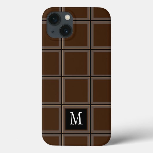 Donkere chocolade bruin, aangepast Initiaal gestre Case-Mate iPhone Case (Achterkant)