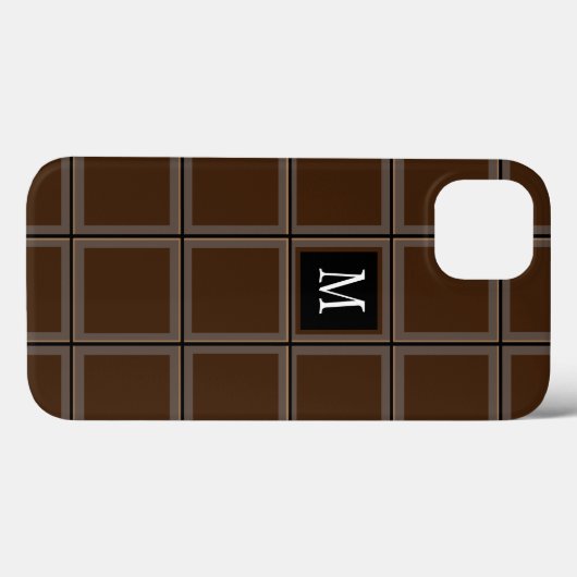 Donkere chocolade bruin, aangepast Initiaal gestre Case-Mate iPhone Case (Achterkant (horizontaal))
