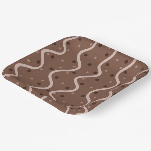 Donkere chocolade drizzle en sprinkhaanpatroon papieren bordje (Gebogen)