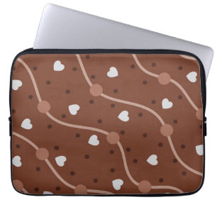 Donkere chocolade hartspatroon laptop sleeve