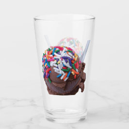 Donkere chocolade Ice Cream met sprinkelglas Glas