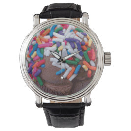 Donkere chocolade-ijs met regenboogspringen horloge