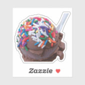 Donkere chocolade-ijs met regenboogspringen sticker (Vel)