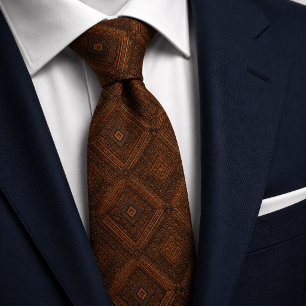 Donkere Chocolade Terracotta Diamant Geometrisch Stropdas