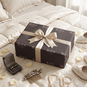 Donkere Chocoladebruine initiële trouwe koppels Cadeaupapier